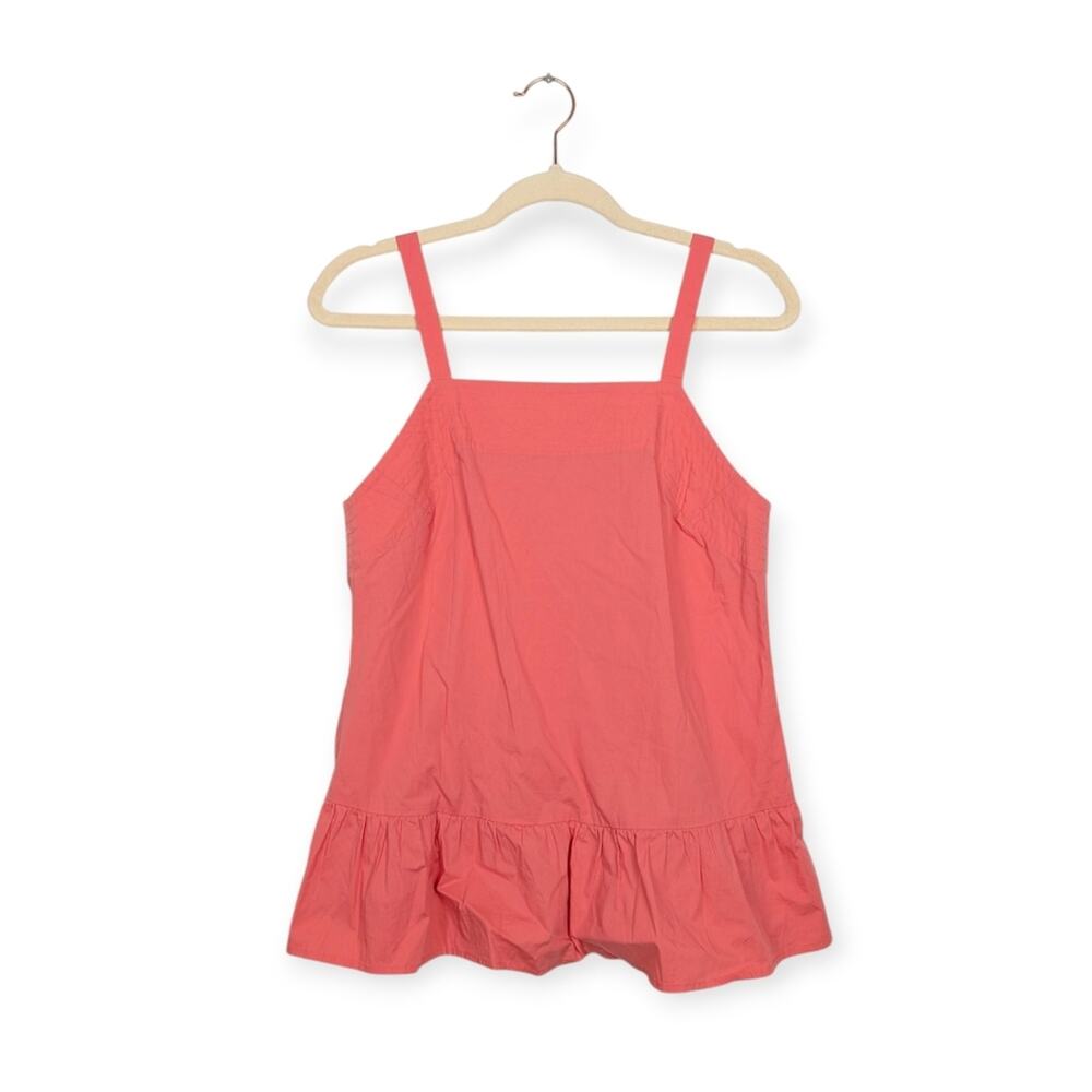 Trina Turk Salmon Pink Open Back Ruffle Hem Sleeveless Top Size M